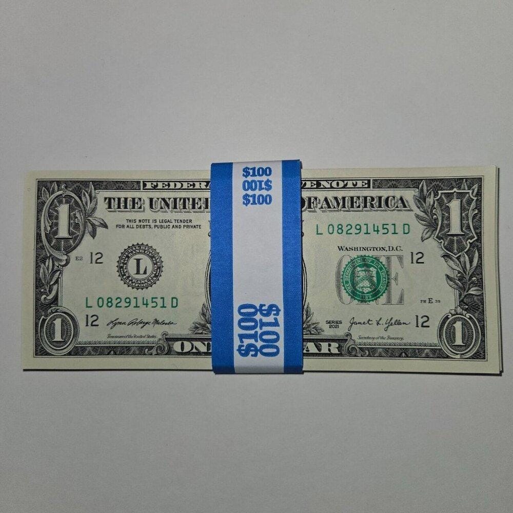 25 One Dollar Bills Uncirculated Sequential (W/ SLEEVES) - Series‎ 2021 (B191)